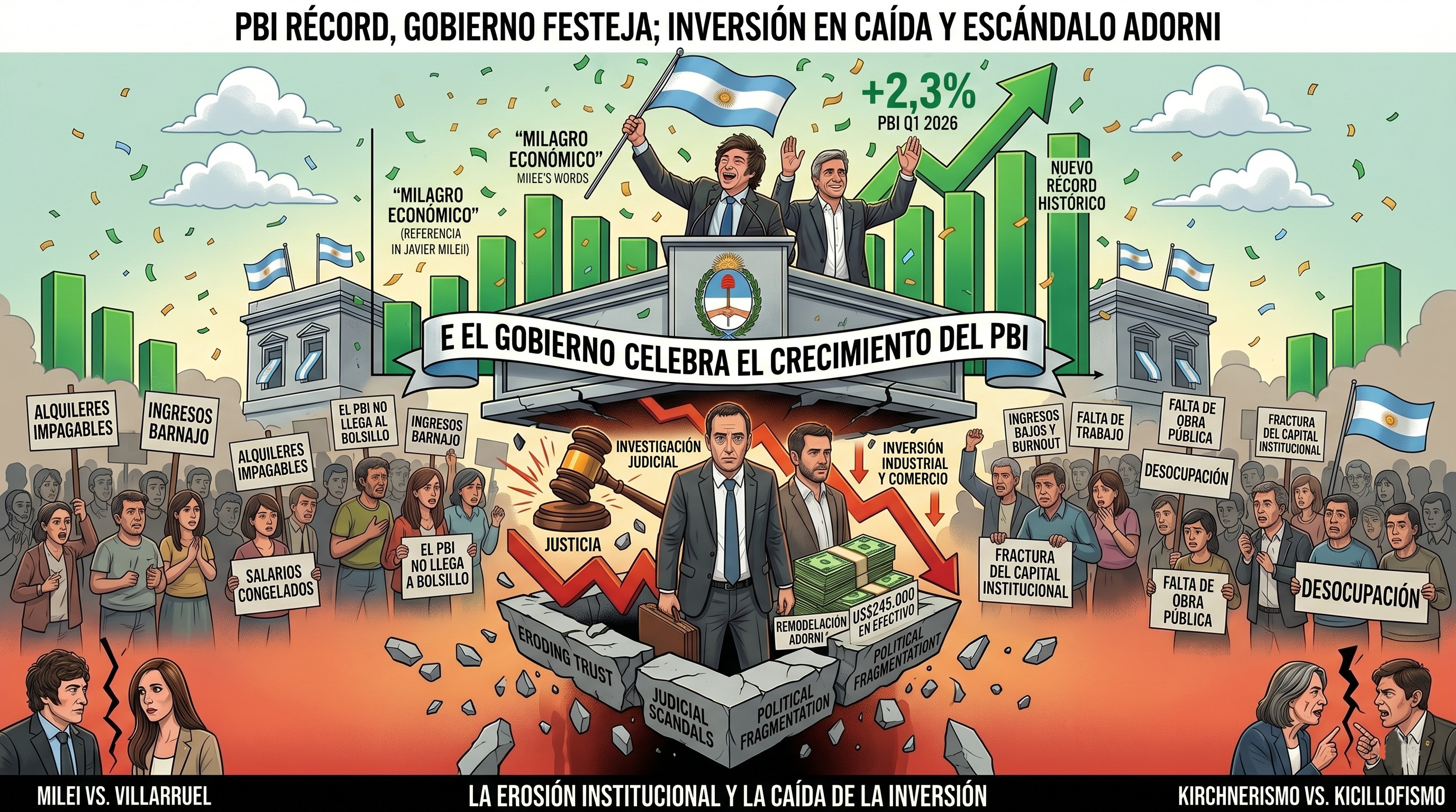 PBI récord con inversión en caída: el gobierno celebra mientras el caso Adorni erosiona su capital institucional